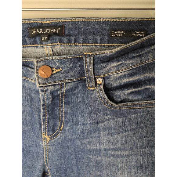 Dear John embroidered floral denim playback cuffed straight leg jeans 27 - Picture 2 of 8